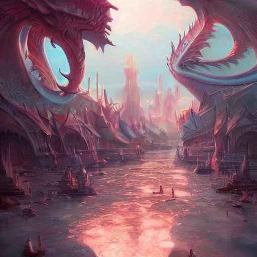City of dragons - My, Нейронные сети, Artificial Intelligence, Longpost, Stable diffusion