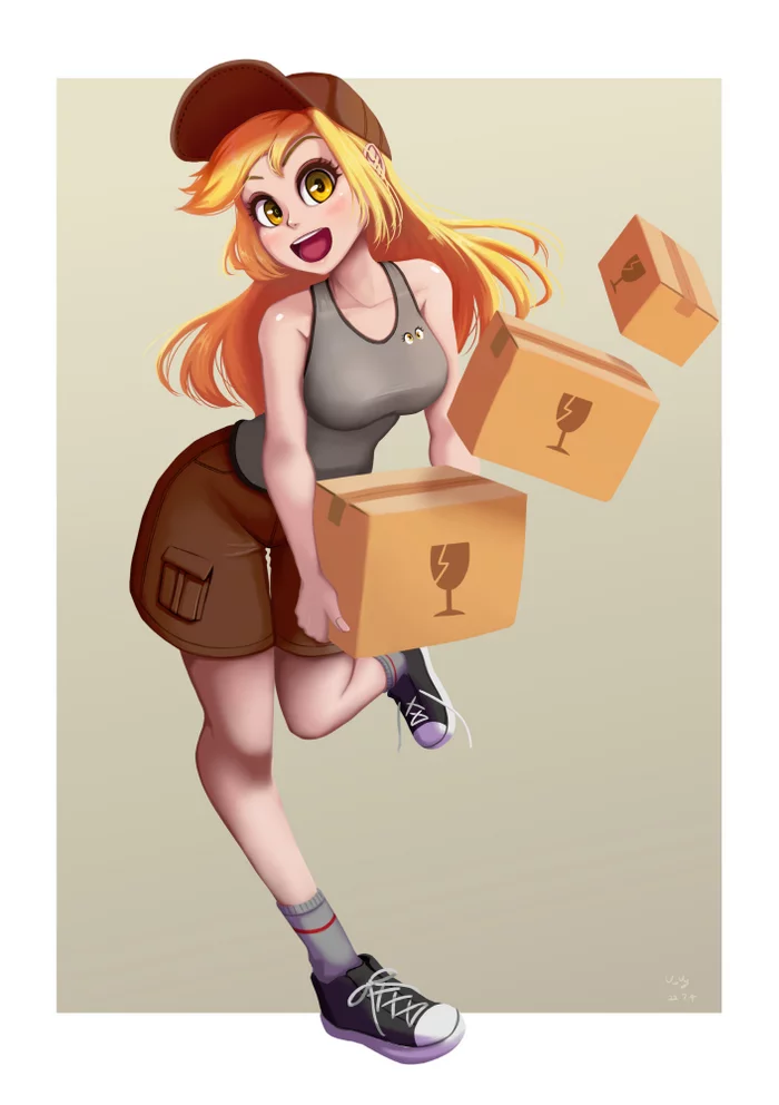 Delivery - My little pony, PonyArt, Humanization, The-park, Derpy hooves