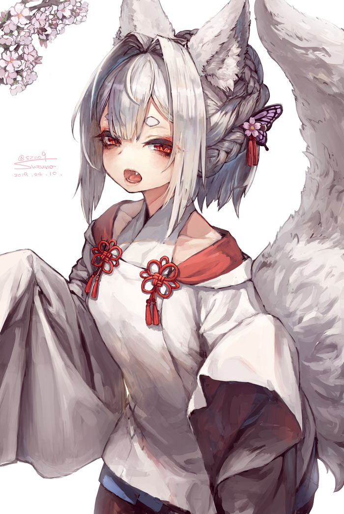 Art Silver Fox , Anime Art, Animal Ears, Original Character