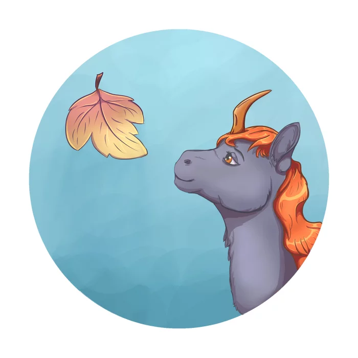 mood for autumn - My, Original character, Beginner artist, Art, Digital, Painting, Unicorn, Autumn, Autumn leaves, Leaves