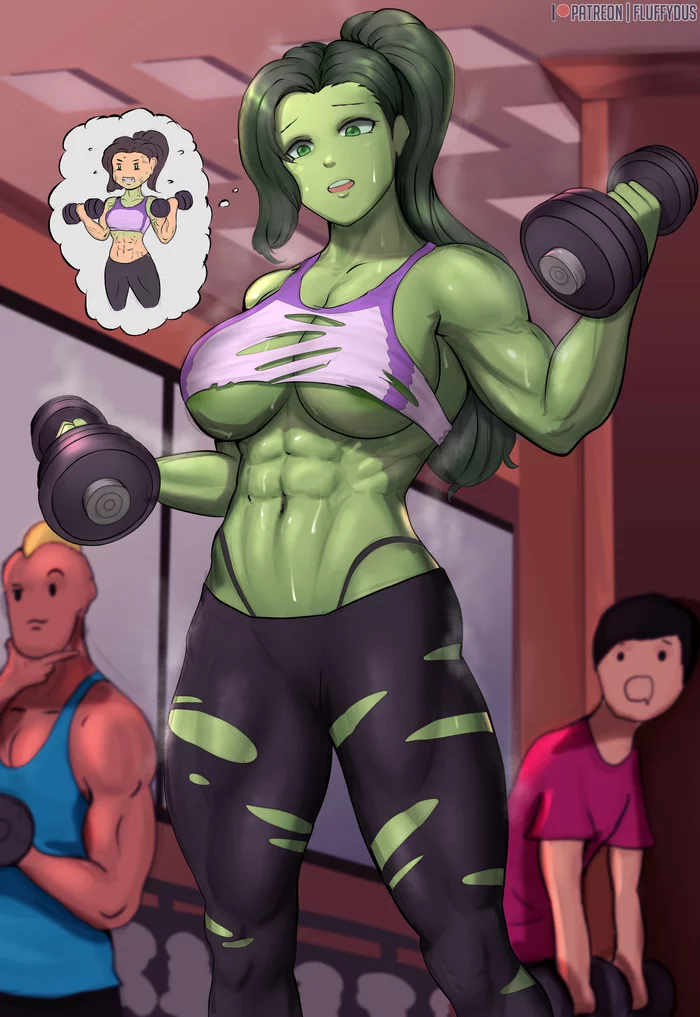 Hulk in a rocking chair - NSFW, Strong girl, Muscleart, She-Hulk