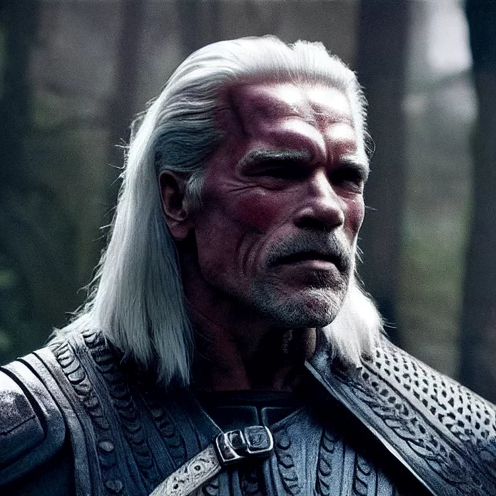 Here's a series about the Witcher I would watch - My, Midjourney, Нейронные сети, Art, Witcher, The Witcher series, Arnold Schwarzenegger, Emma Watson, Gal Gadot, Saoirse Ronan, Johnny Depp, Harrison Ford, Longpost, The Witcher 3: Wild Hunt