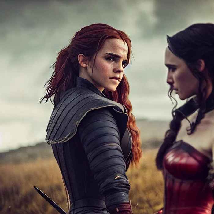 Here's a series about the Witcher I would watch - My, Midjourney, Neural Networks, Art, Witcher, The Witcher series, Arnold Schwarzenegger, Emma Watson, Gal Gadot, Saoirse Ronan, Johnny Depp, Harrison Ford, Longpost, The Witcher 3: Wild Hunt