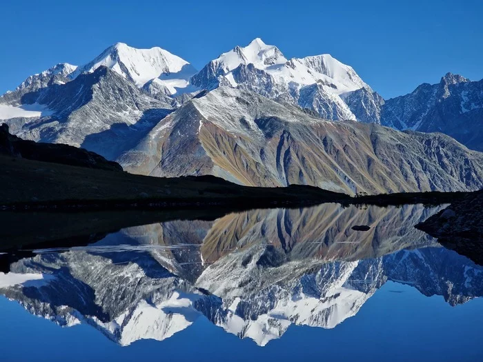 Beluga whale reflection in the Lake of Equilibrium, 08/21/2022 - The mountains, Altai Mountains, Kazakhstan, Beluga Whale Mountain, The photo, Reflection