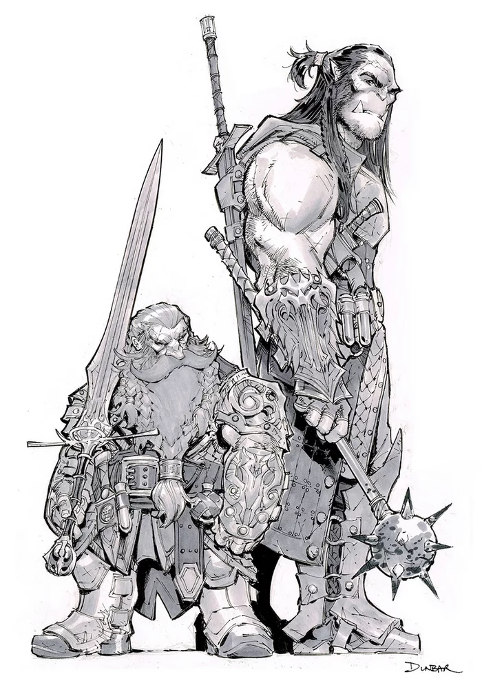 Cool black and white artwork of Dungeons and Dragons characters by artist Max Dunbar - Dungeons & dragons, Role-playing games, Tabletop role-playing games, Max Dunbar, Artist, Longpost