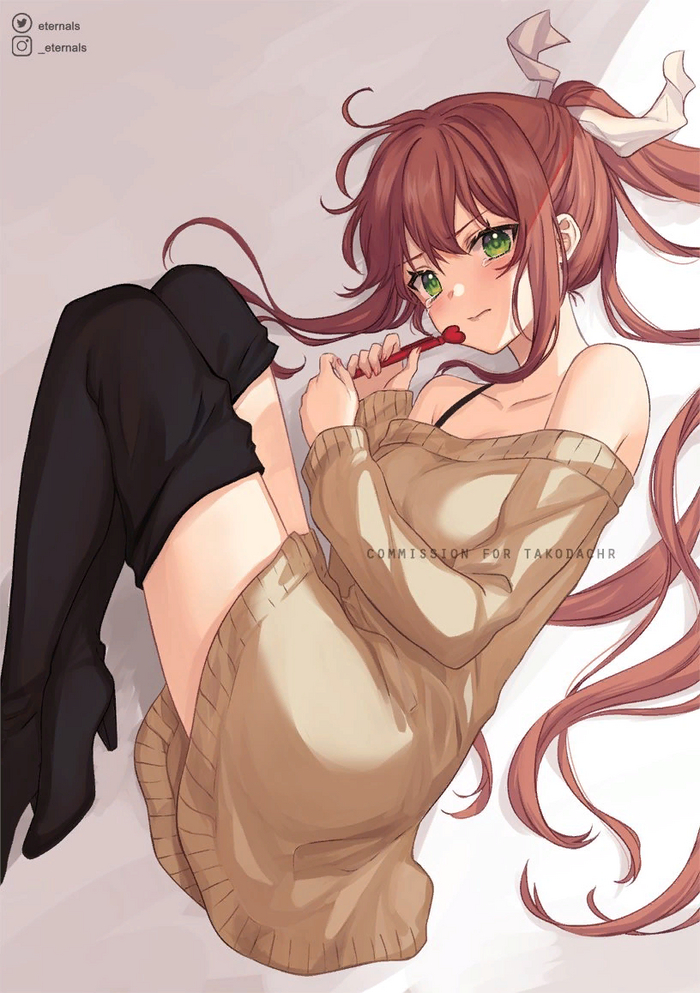  Doki Doki Literature Club, Monika, Anime Art, ,  