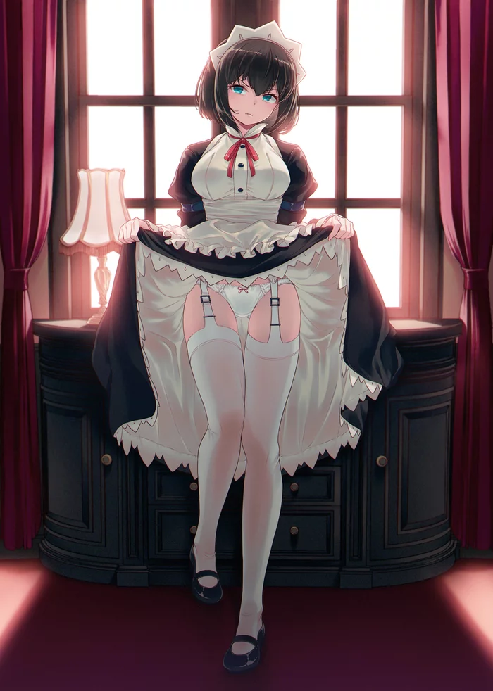 Itou Chitose - NSFW, Art, Anime art, Girls, Anime, Hand-drawn erotica, Pantsu, Stockings, 40hara, Housemaid