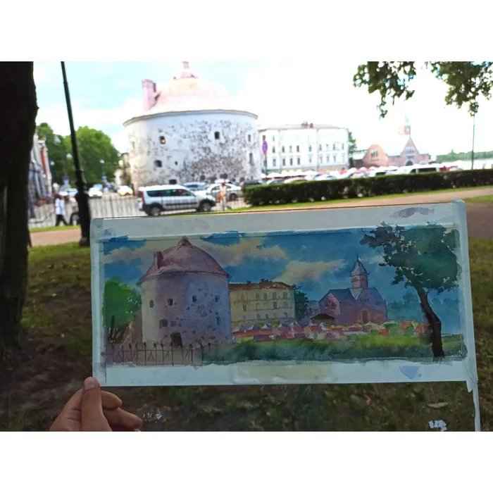 Vyborg - My, Watercolor, Painting, Wall, Fortress, Etude, Plein air, Vyborg Castle, Square