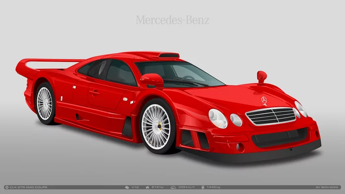 Mercedes-Benz CLK GTR AMG Vector work - My, Transport, Mercedes, Digital drawing, Graphic design, Corel draw, Art, Sports car, Mercedes-Amg, Red, Longpost