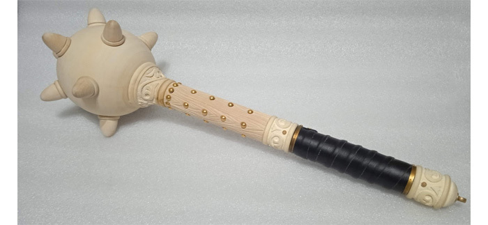 Maple chiseled mace - My, Needlework with process, Wood carving, Crafts, Woodworking, Wood products, Mace, Longpost