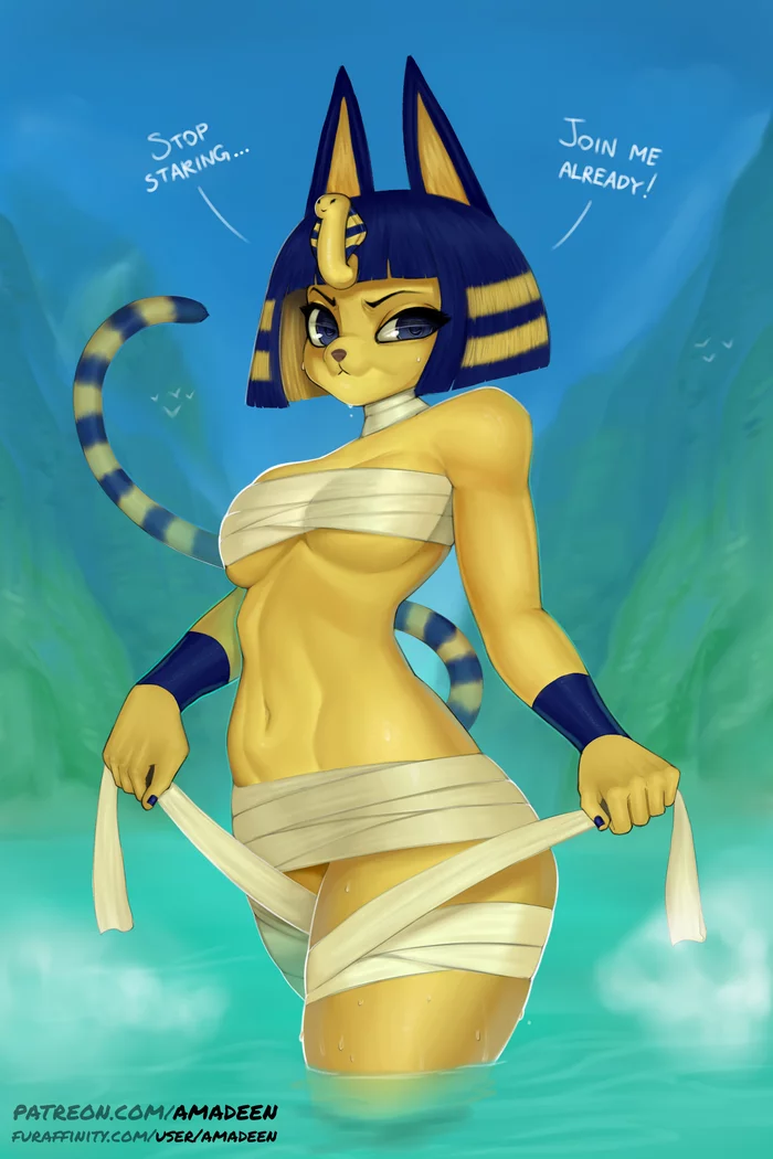 Ankha - NSFW, Фурри, Антро, Арт, Furotica, Furry Cat, Ankha, Длиннопост, Amadeen