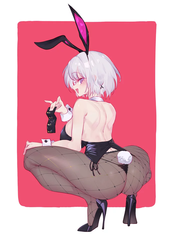 And what is she going to do with them? - NSFW, Anime, Anime art, Girls frontline, Rpk-16, Bunnysuit, High heels, Condoms, Longpost, Tights
