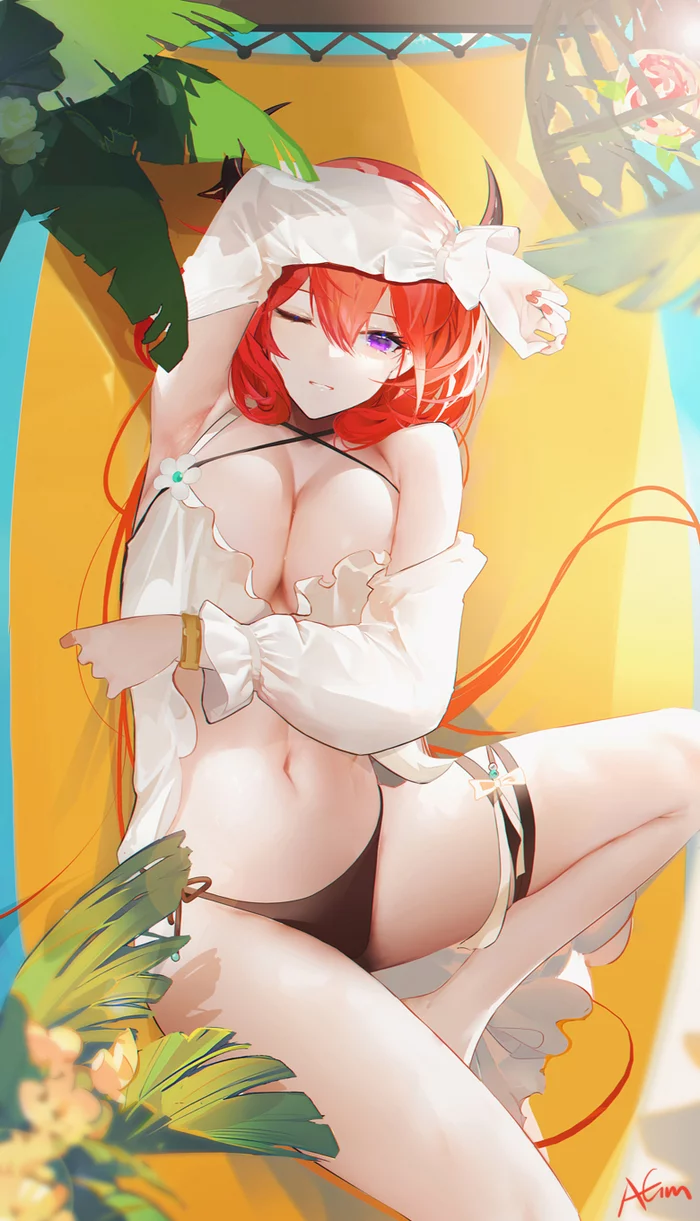 Surtr - NSFW, Anime art, Anime, Surtr, Arknights, Agm, Longpost