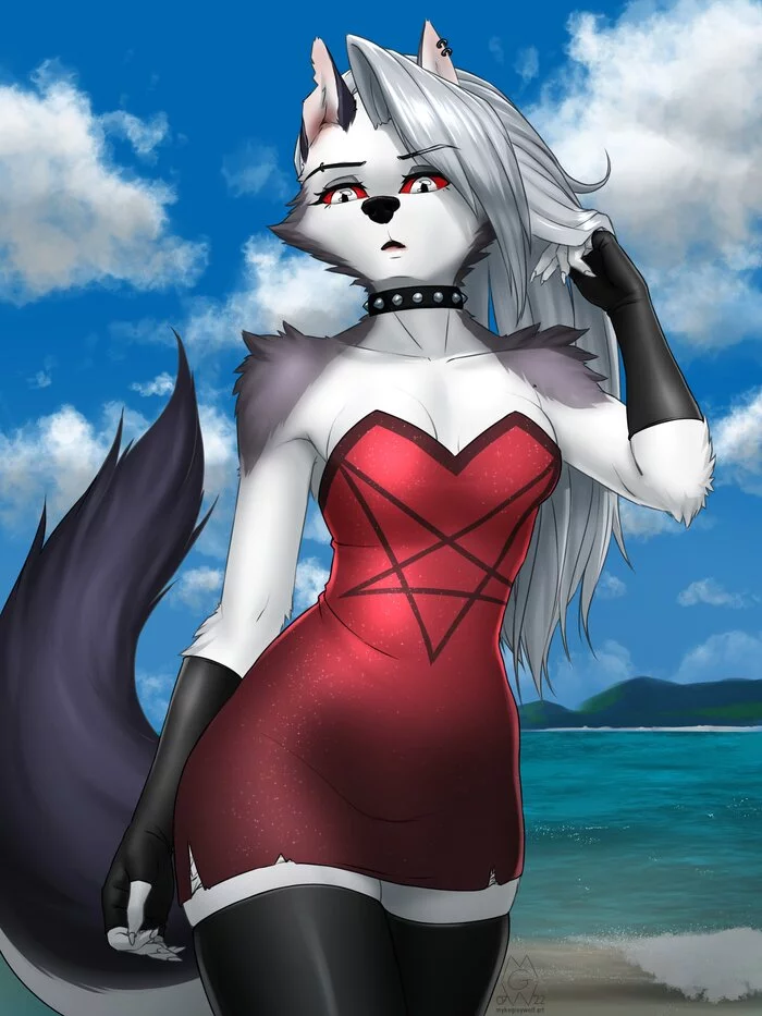 Loona - Furry, Anthro, Art, Furry edge, Furry canine, Mykegreywolf, Helluva boss, Longpost, Loona