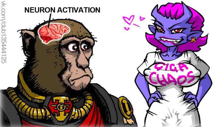 The monkey is anxious - My, Warhammer 40k, Wh humor, Wh Art, Demonetka, Memes, The inquisition