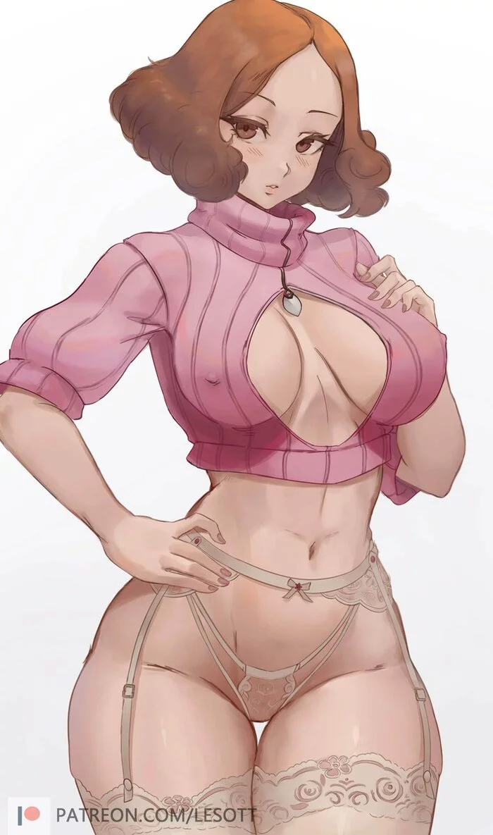 Haru Okumura - NSFW, Lesott, Art, Anime, Anime art, Hand-drawn erotica, Persona 5, Underwear, Games