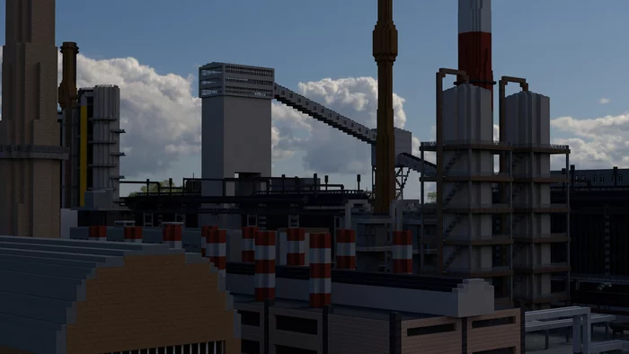 Continuing the theme of factories in Minecraft - My, Minecraft, Russian production, Factory, Russia, Chemistry, Kemerovo region - Kuzbass, Siberia, Video game, Locomotive, Russian Railways, Town, Technics, Truck, Industry, RSFSR, Coal, Longpost, Production