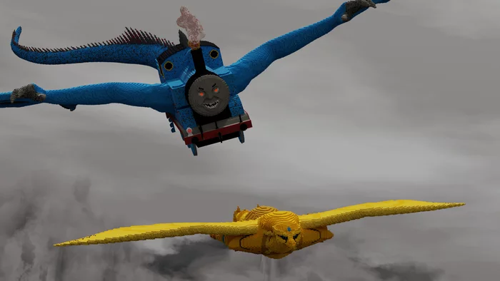 Thomas vs Gore - My, Sky, Clouds, Погоня, Birds, Gore, Thomas the Tank Engine