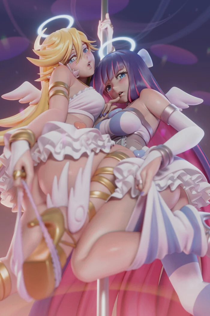 Panty & Stocking - NSFW, Арт, Artstation, Аниме, Panty Stocking with Garterbelt, Anime Art, Panty Anarchy, Stocking Anarchy, 3D