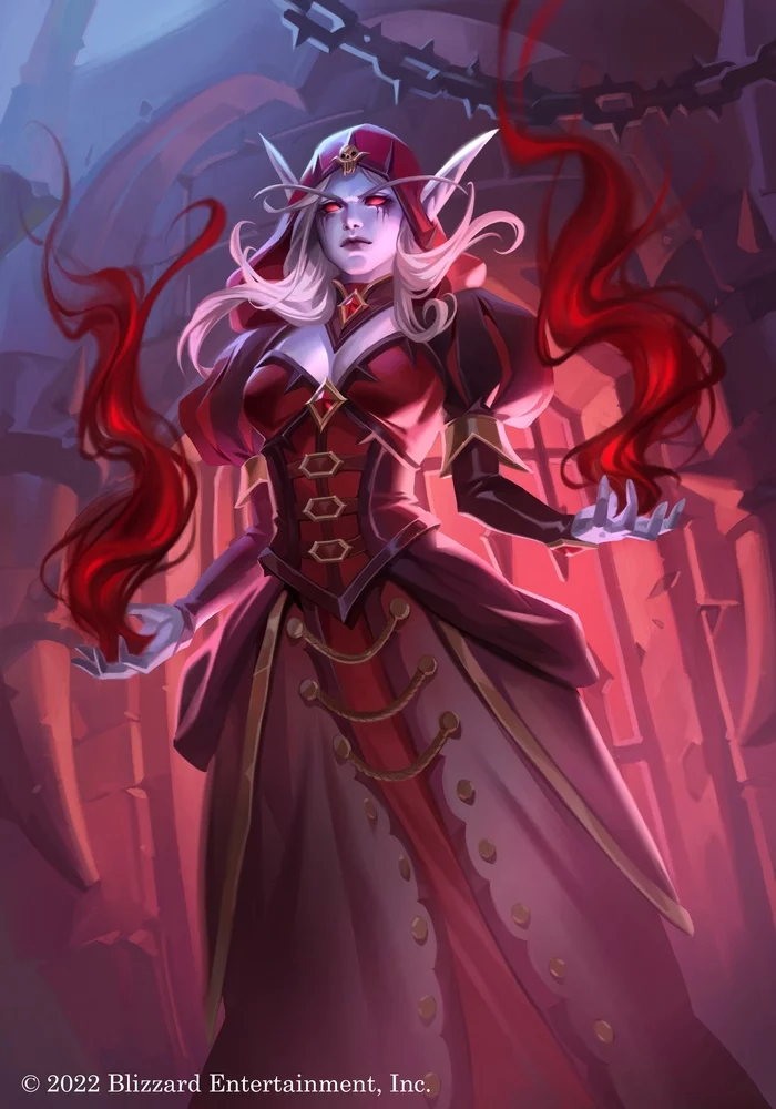 Bloody Sylvanas (the portrait is included in the Murder at Castle Nathria regular pass). Author: Sora Kim - Art, Creation, Game art, Warcraft, World of warcraft, Blizzard, Hearthstone