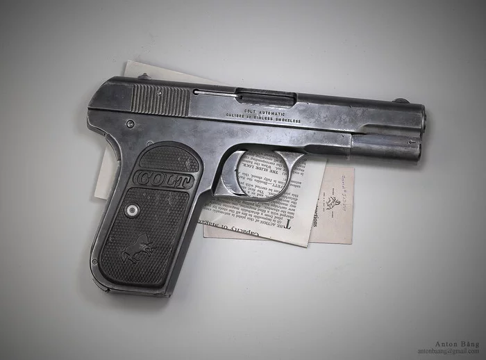 Colt 1903 Pocket Hammerless - Арт, Artstation, Оружие, Пистолеты, Кольт, 1903, 3D, Видео, Длиннопост