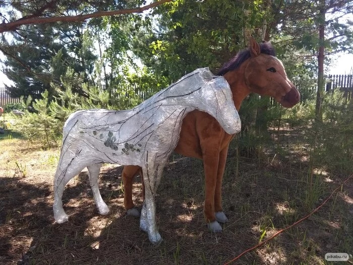 Lawnmower Deer... - My, Лепка, Crafts, Needlework with process, Decor, Kripota, Horse in Apples, Deer horns, Longpost, Garden figures, Deer horn mushrooms