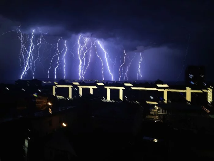 Night thunderstorm in Gelendzhik Bay - My, Thunderstorm, Excerpt, Lightning, Gelendzhik, Nature, Element