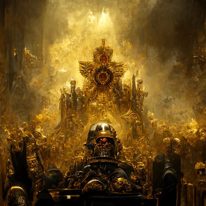 На волне постов Midjourney - Моё, Warhammer 40k, Midjourney, Horus Heresy, Длиннопост, Император человечества