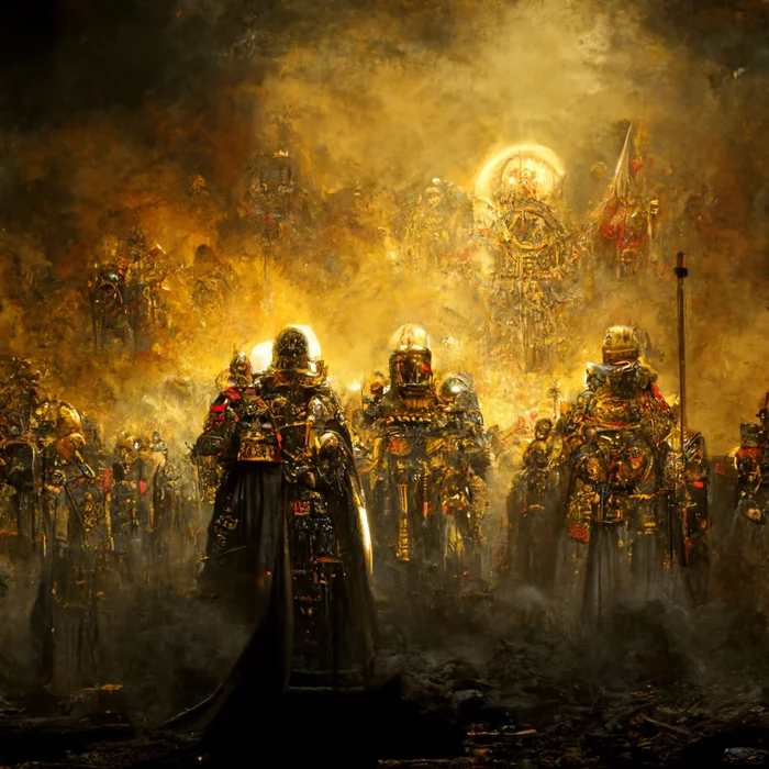 На волне постов Midjourney - Моё, Warhammer 40k, Midjourney, Horus Heresy, Длиннопост, Император человечества