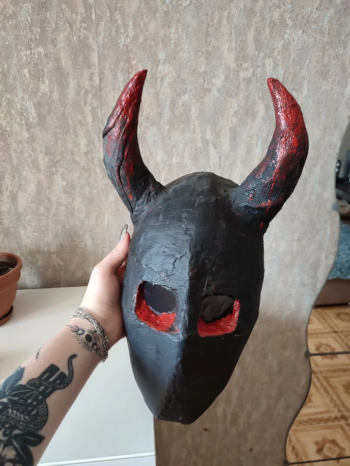 handmade mask - With your own hands, Mask, Horns, Kripota, Papier mache, Gypsum, Cosplay, Interior