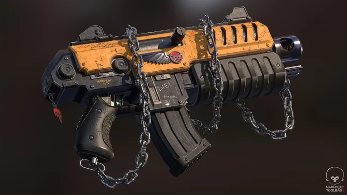 Angry marine's Bolter - Моё, 3D моделирование, Blender, Компьютерная графика, Substance painter, Marmoset, Болтер, Warhammer 40k, Warhammer, Wh Art, Angry Marines, Длиннопост, Оружие