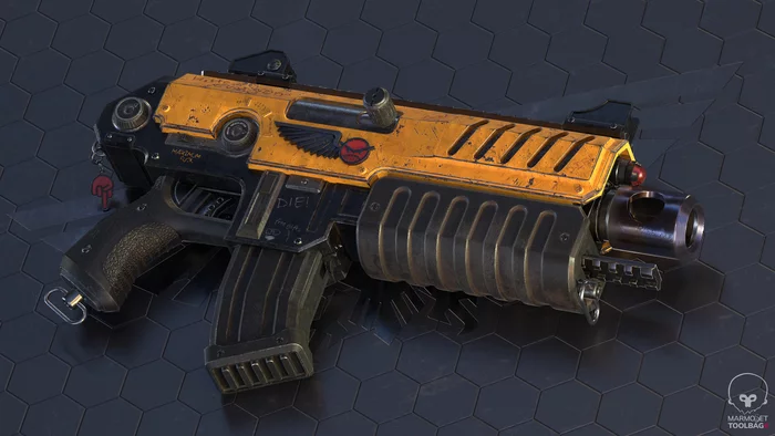 Angry marine's Bolter - Моё, 3D моделирование, Blender, Компьютерная графика, Substance painter, Marmoset, Болтер, Warhammer 40k, Warhammer, Wh Art, Angry Marines, Длиннопост, Оружие
