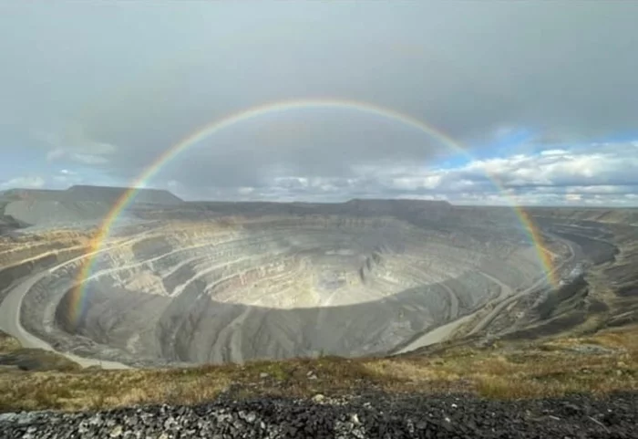 Soap bubble over a quarry - Aikhal, Yakutia, Career, Rainbow