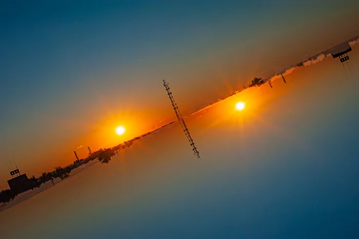The horizon is littered - Morning, Rostov-on-Don, dawn, Multiple exposure