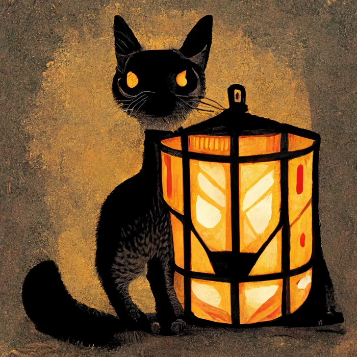 cat with lamp - My, cat, Midjourney