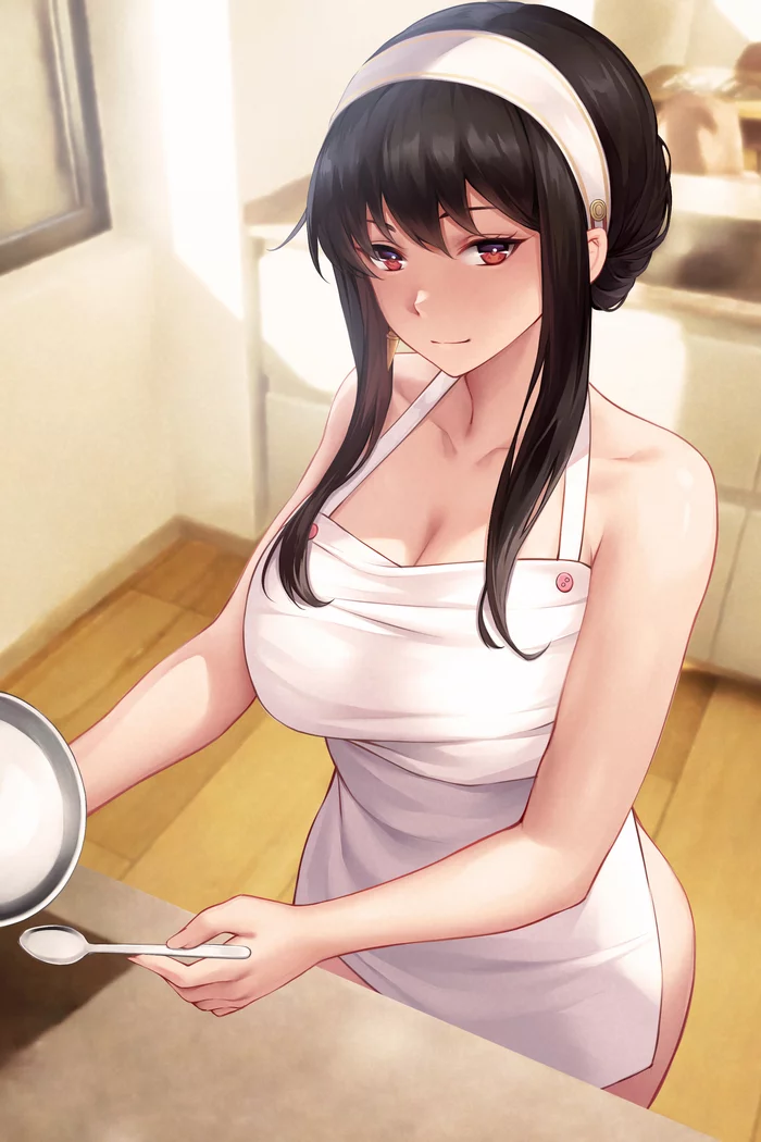 Cooking from wife with love - NSFW, Anime, Anime art, Spy X Family, Yor Forger, Aztodio, Nudity, Art, Hand-drawn erotica, Erotic, Longpost