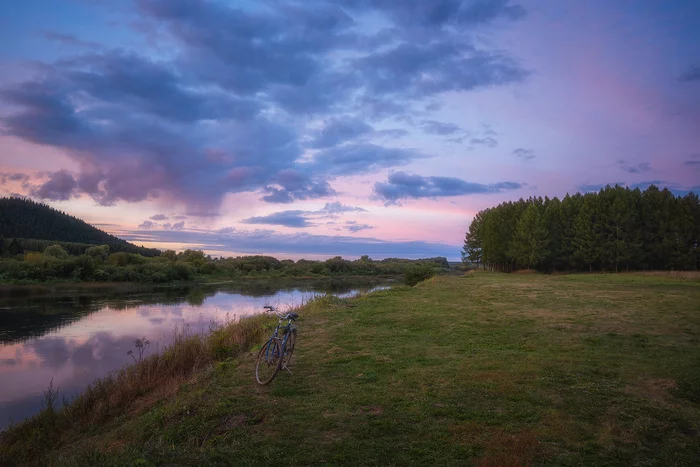 I will ride the bike for a long time - My, The photo, Perm Territory, Landscape, Sunset, Field, Forest, River, Evening, Clouds, Nature, A bike, Autumn