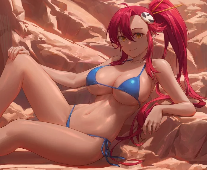 Yoko Littner - NSFW, Арт, Аниме, Anime Art, Gurren Lagann, Yoko Littner, Эротика, Рисованная эротика, Купальник, Бикини, Сиськи, Красные волосы, Yohan1754