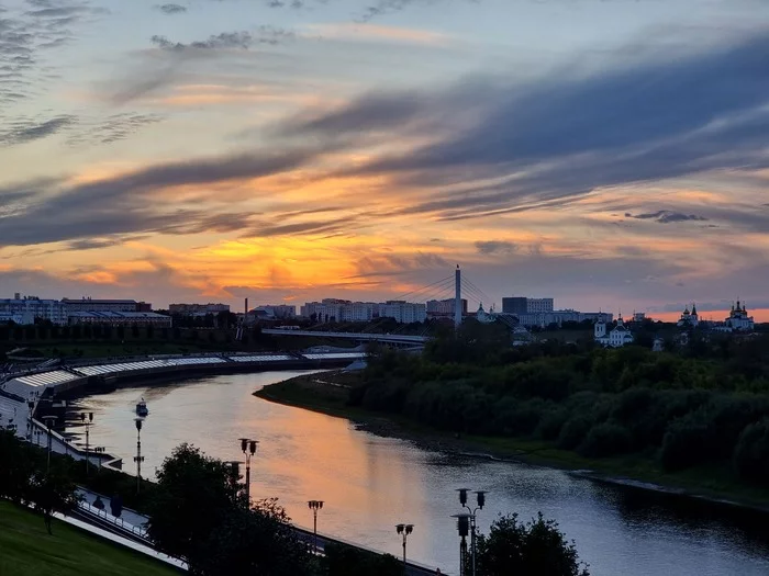 Sunset on the embankment - Embankment, Tyumen, River, Sky, Landscape, Sunset, My