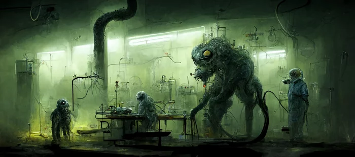My introduction to Midjourney | Theme: monsters/laboratories - My, Neural Networks, Computer graphics, Midjourney, Monster, Virus, Laboratory, Longpost