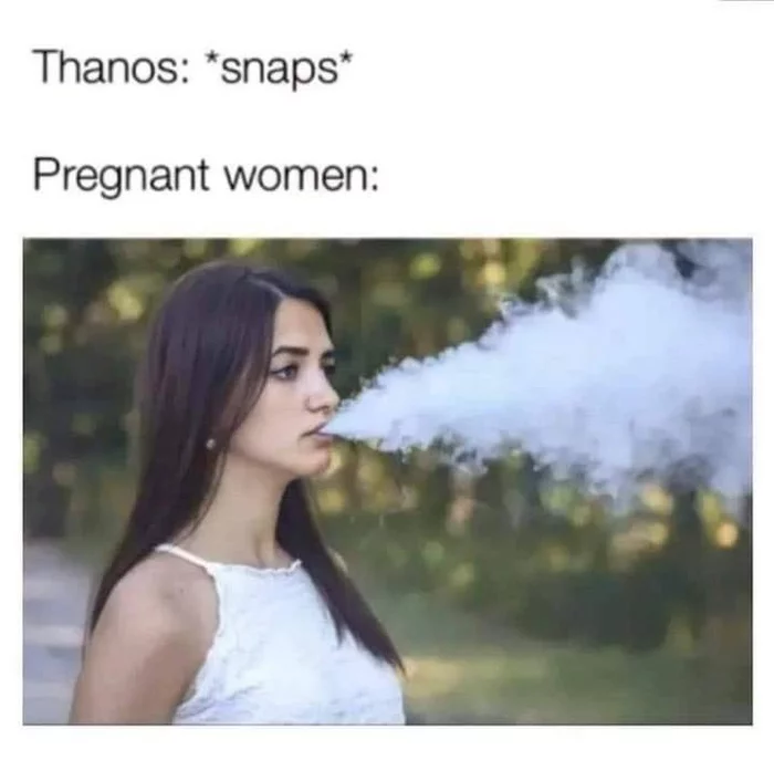 Thanos: *snaps fingers* - Black humor, Humor, Picture with text, Repeat, Thanos, Marvel