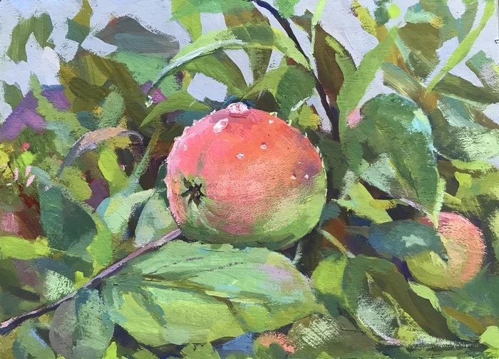 In the garden - My, Tempera, Luboff00, Apple tree, Painting, Artist