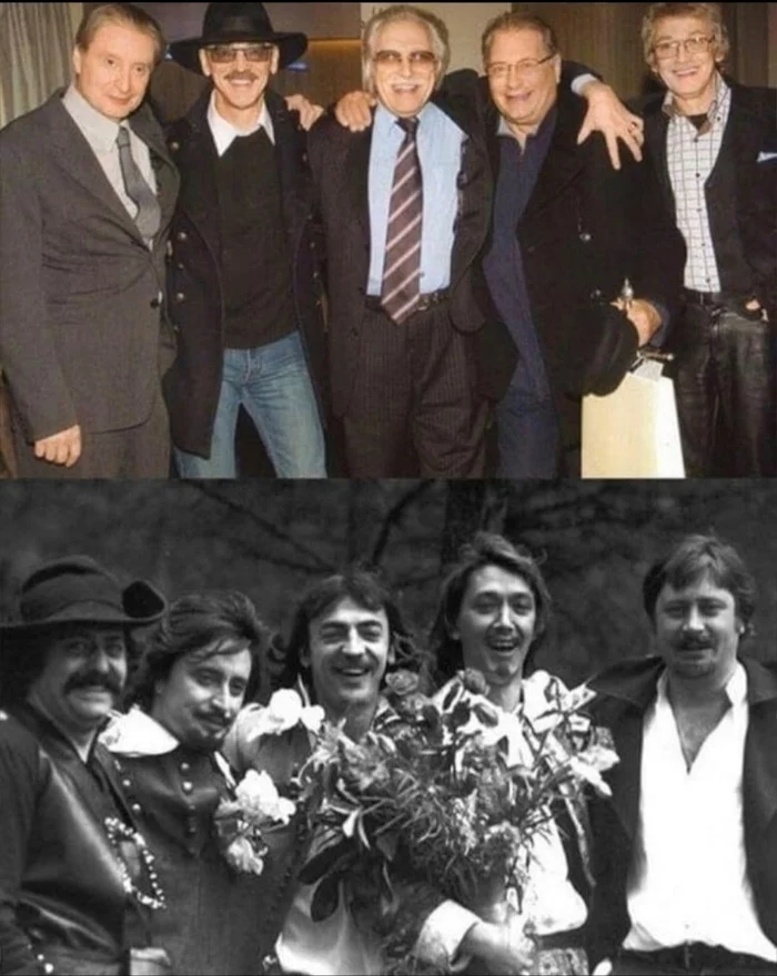 Four Friends 1987-2007 - The photo, Old photo, Black and white photo, It Was-It Was, Mikhail Boyarsky, Actors and actresses, Soviet actors, Three Musketeers