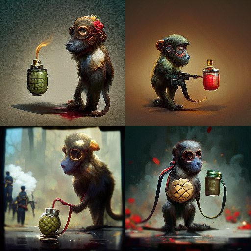 Monkey with a Grenade by Midjourney - Midjourney, Нейронные сети, Artificial Intelligence