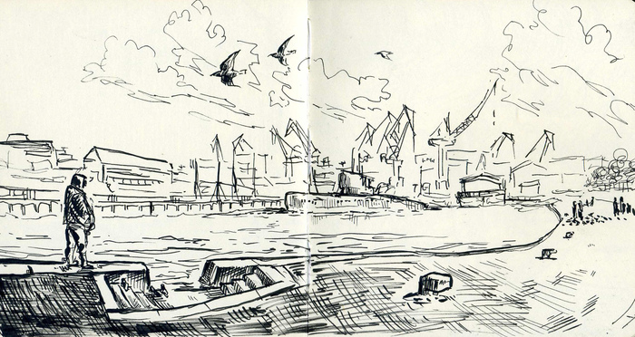 Набережная Рисунок, Набросок, Рисование, Арт, Скетч, Тушь, Чернила