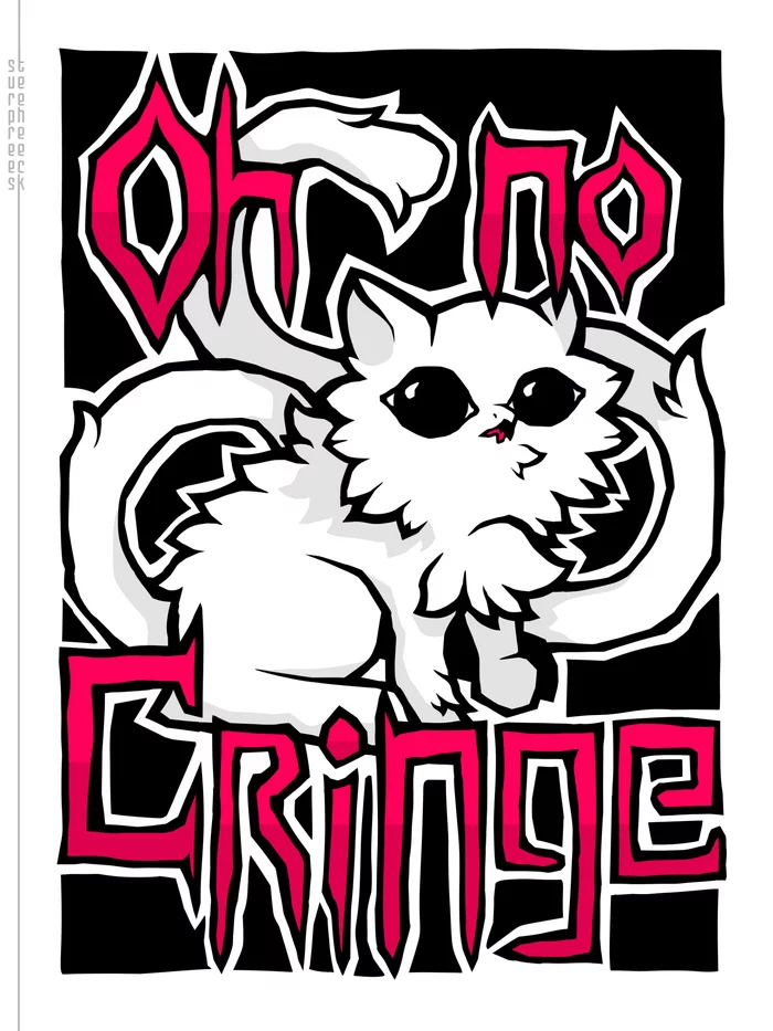 Oh no cringe redraw - Моё, Арт, Digital, Эскиз, Рисунок, Cringe, Цифровой рисунок, Наклейка, Длиннопост, Мемы