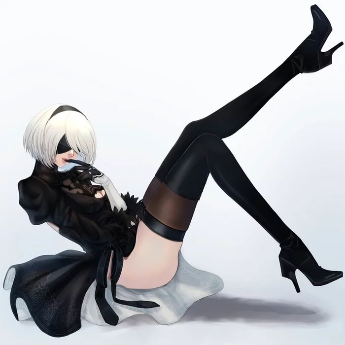 leggy beauty - Anime, Anime art, NIER Automata, Yorha unit No 2 type B, Stockings, Treads