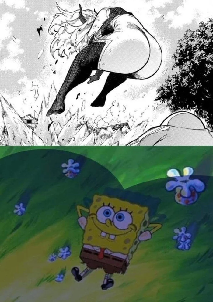 A worthy death - Anime, Manga, Boku no hero academia, SpongeBob, Mount lady, Anime memes, Booty