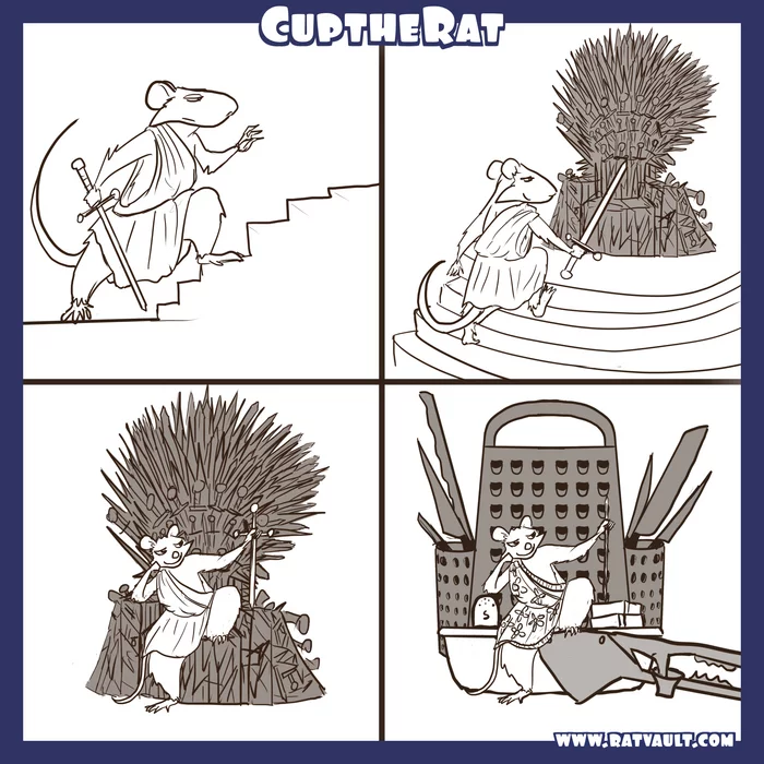 Rat Cup - 10. Iron Throne - My, Ratvault, Comics, Humor, Rat, Iron throne, Game of Thrones