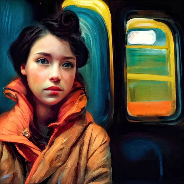 midjourney. girl in the subway - Midjourney, Artificial Intelligence, Нейронные сети, Girls, Metro, Art, Computer graphics